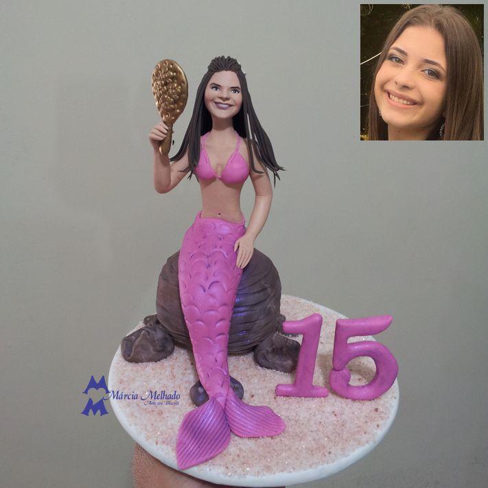 Boneca de aniversário 15 anos sereia rosa 